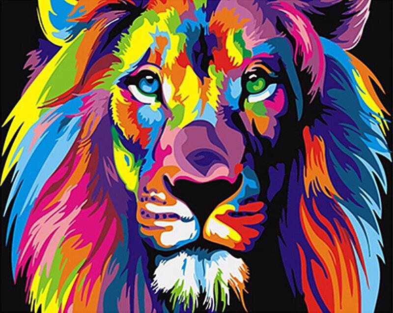 DIY Colorful Lion Painting