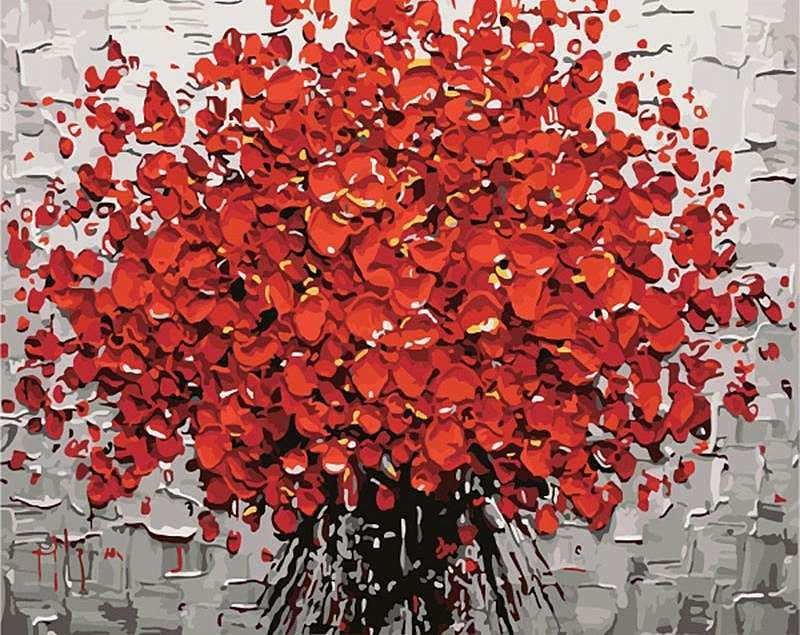 DIY Red Flower Painting