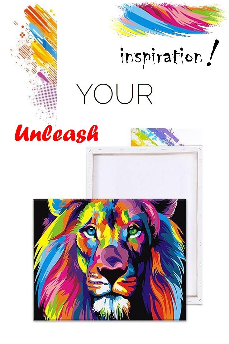 DIY Colorful Lion Painting