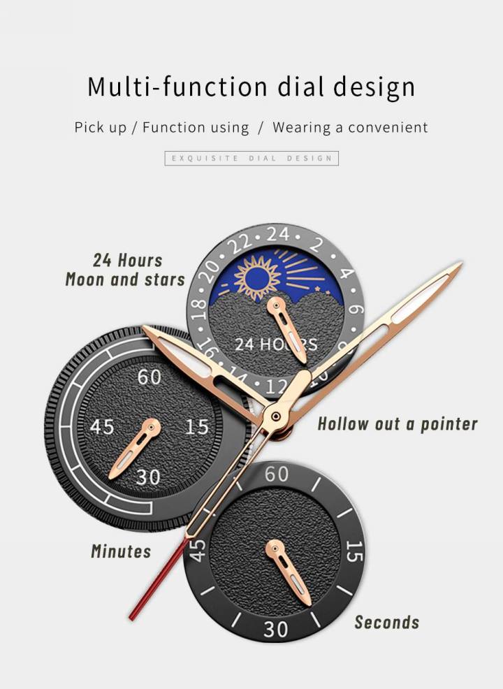 Men's Moon Phase Leather Band Watches