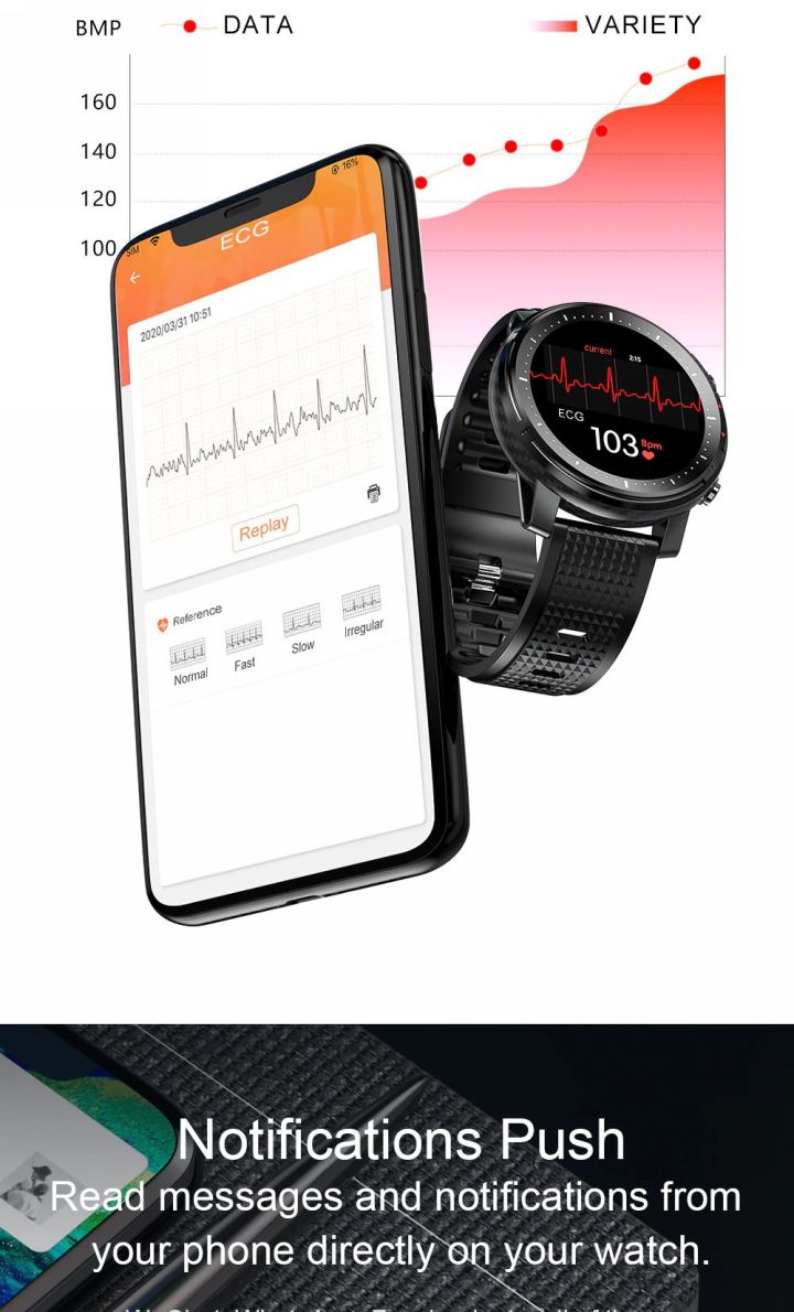 Smart watch for iOS Android phones built led flashlight