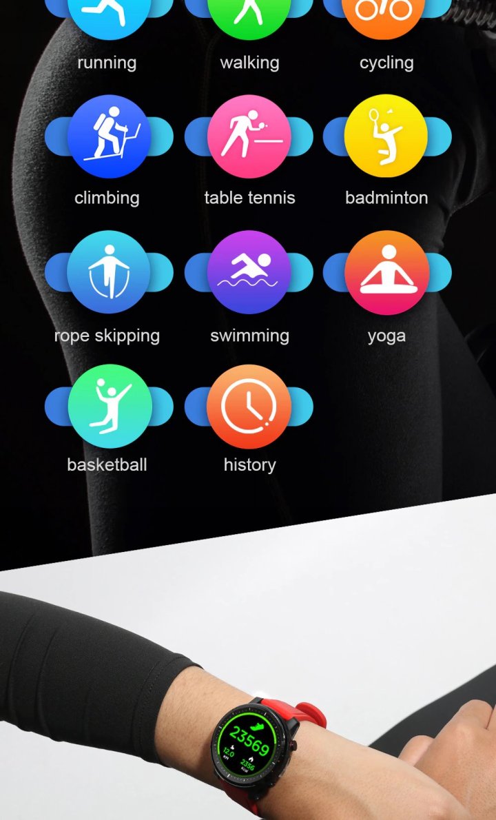 Smart watch for iOS Android phones built led flashlight