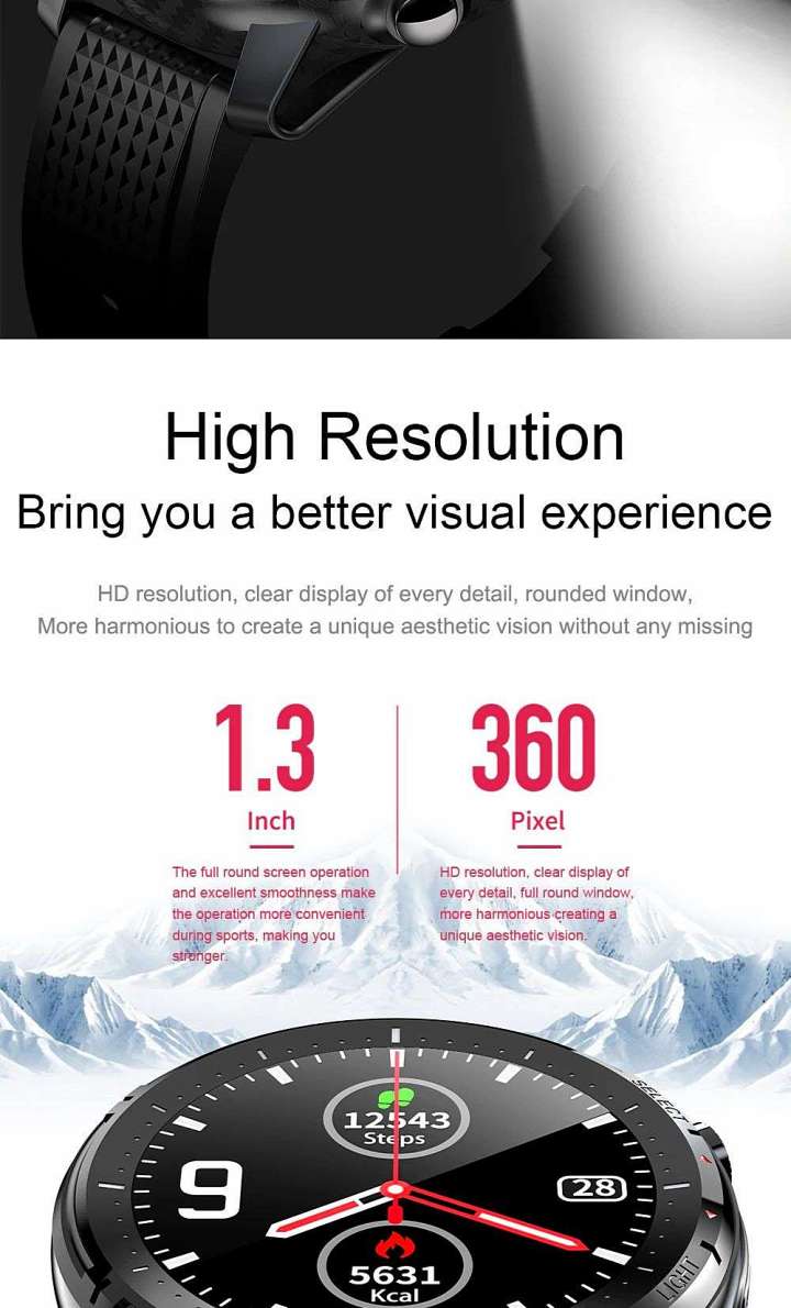 Smart watch for iOS Android phones built led flashlight