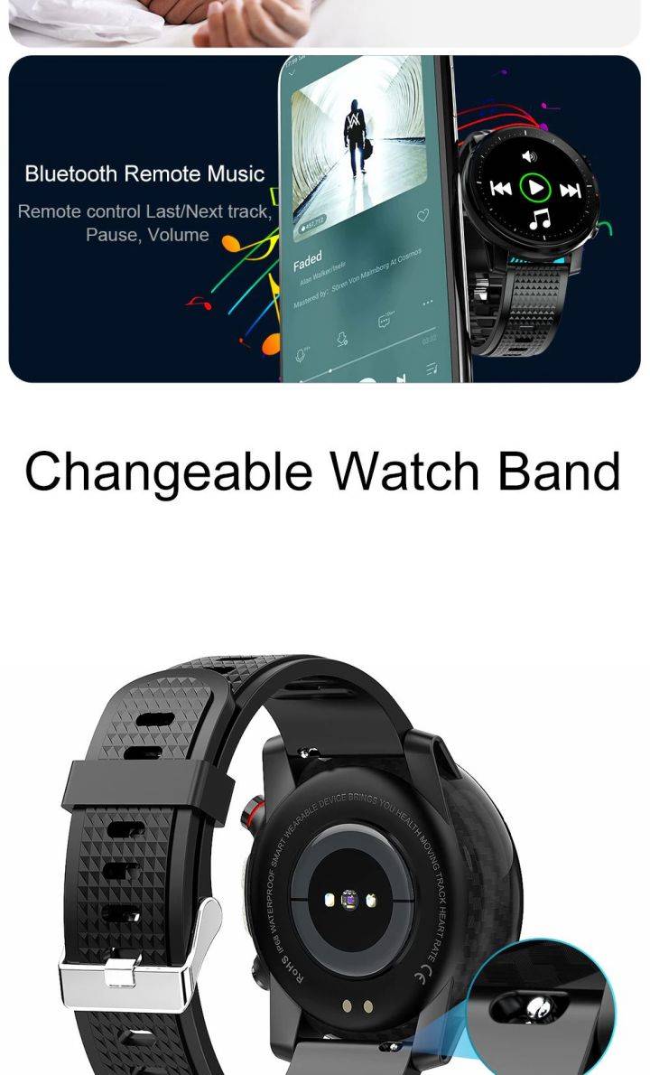 Smart watch for iOS Android phones built led flashlight