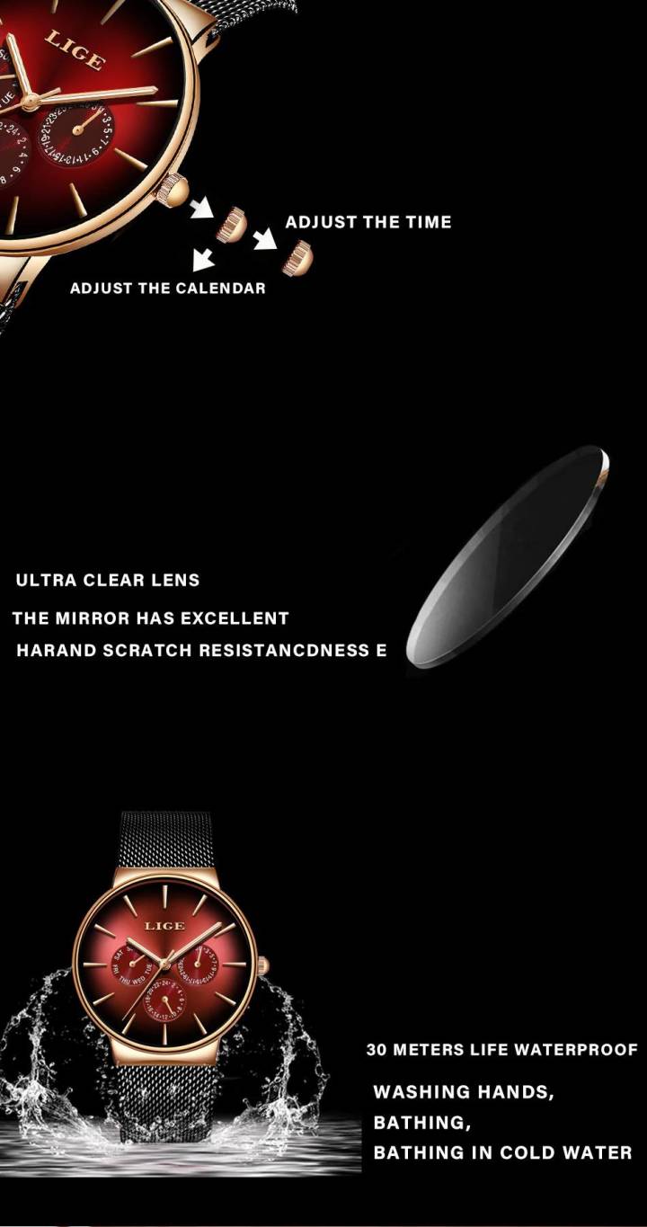 Mens Watches Luxury Quartz Ruby Mesh Steel Strap Business Luminous Wrist Watch Waterproof Watches For Men