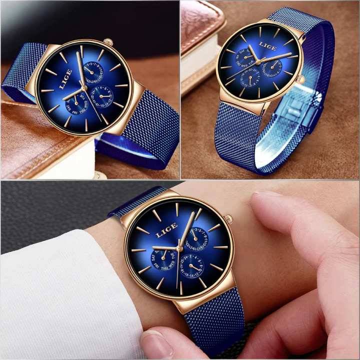 Mens Watches Luxury Quartz Ruby Mesh Steel Strap Business Luminous Wrist Watch Waterproof Watches For Men