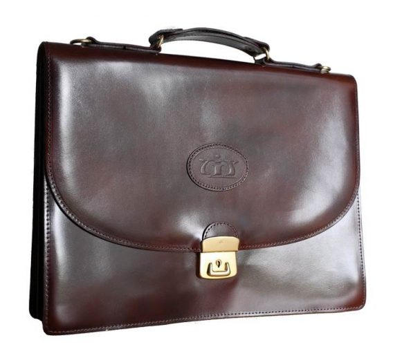 Gorgeous Business Briefcase Shoulder Strap Top Handle Genuine Leather - Brown
