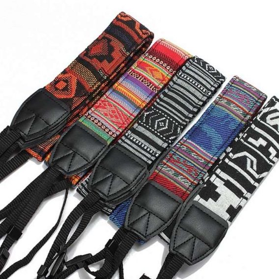 Vintage Cotton Neck Shoulder Camera Strap with Geometric Pattern