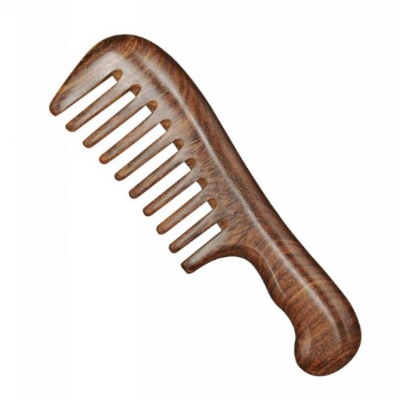 Wooden Comb With Handle Wide Tooth Comb Natural Sandalwood Scalp Massage Hair Growth