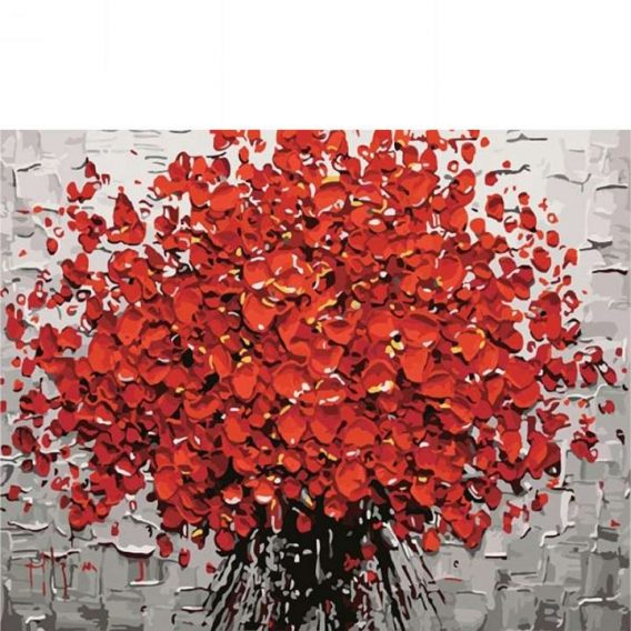Canvas Wall Art Red Flower Paint By Numbers DIY Kit Acrylic Paint Home Decor Painting Art