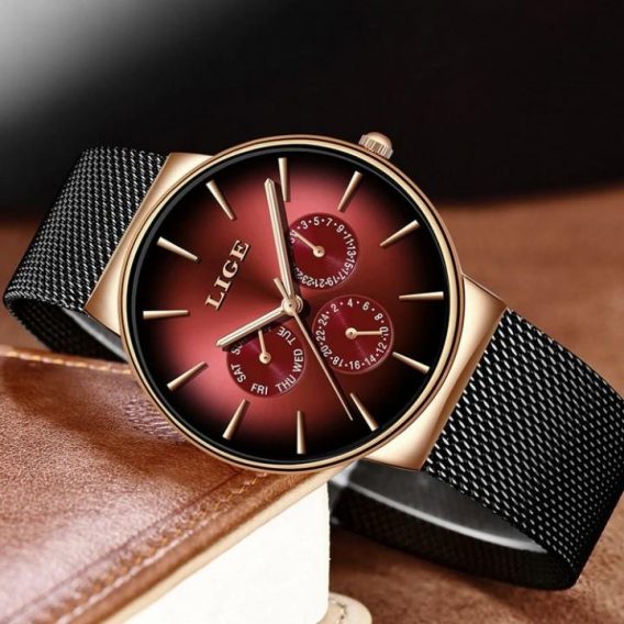 Watches Luxury Quartz Ruby Business Luminous Wrist Watch Waterproof Mesh Steel Strap